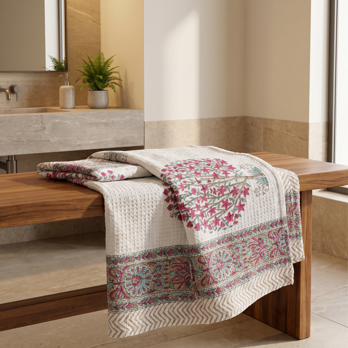 Small Heritage Floral Print Cotton Bath Towel