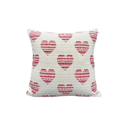 Jacquard Heart Patterned Woven Cushion Cover
