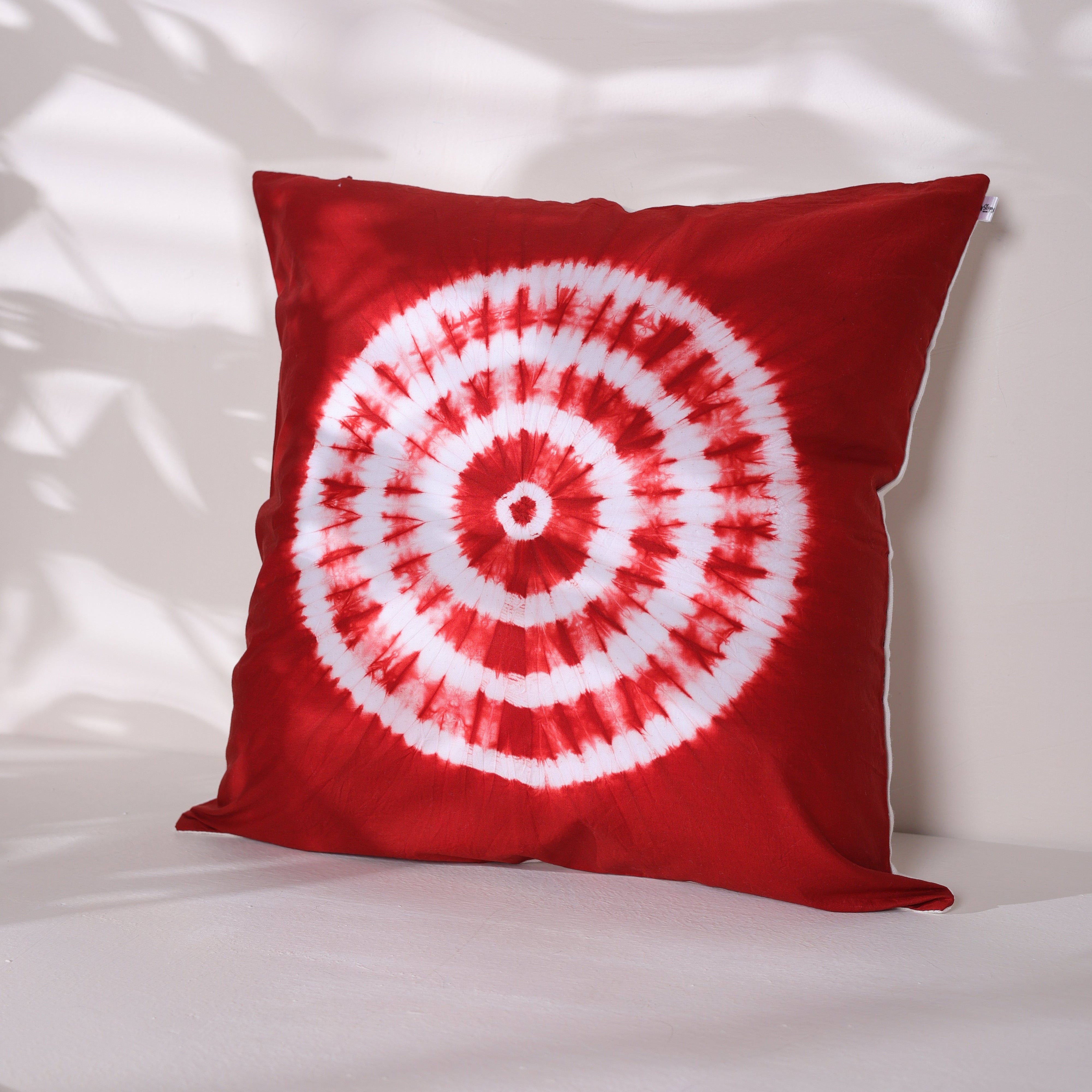 Decorative Red White Tie-Dye Cushion Cover