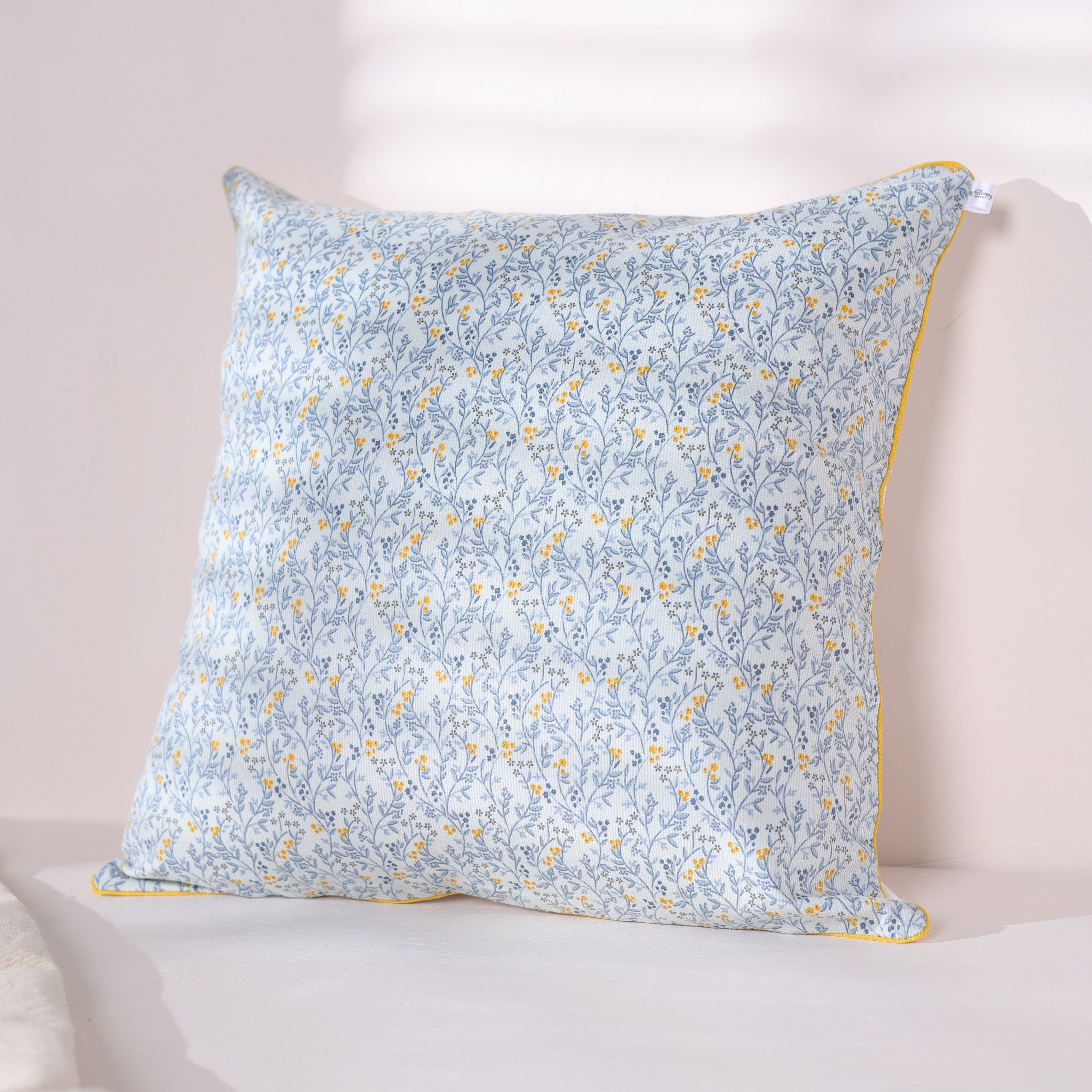 Blue & Yellow Floral Cushion Cover