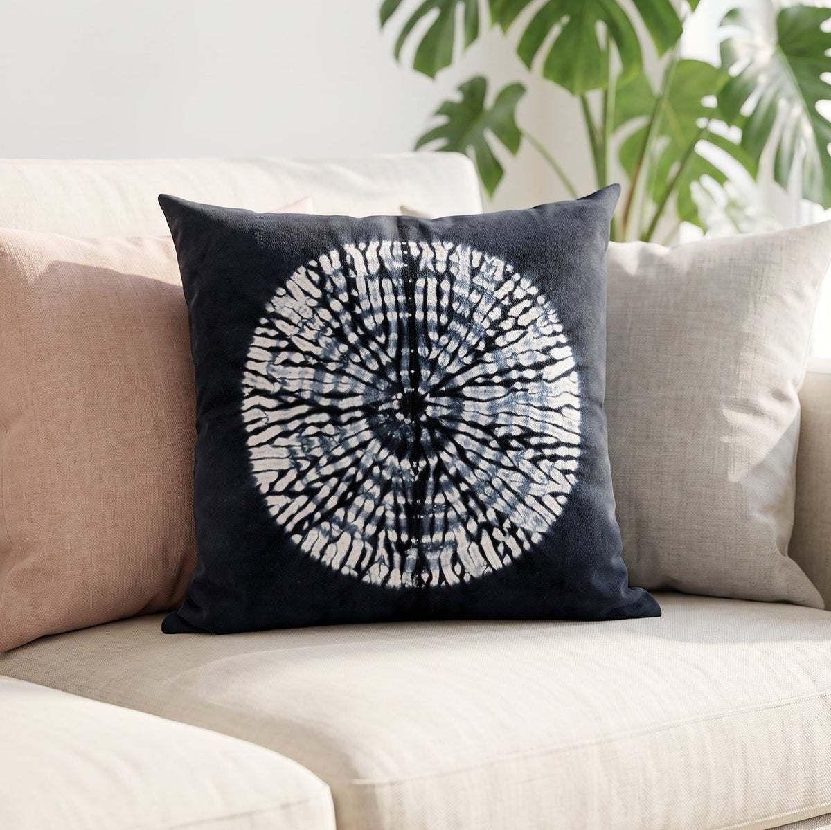 Decorative Blue White Tie-Dye Cushion Cover