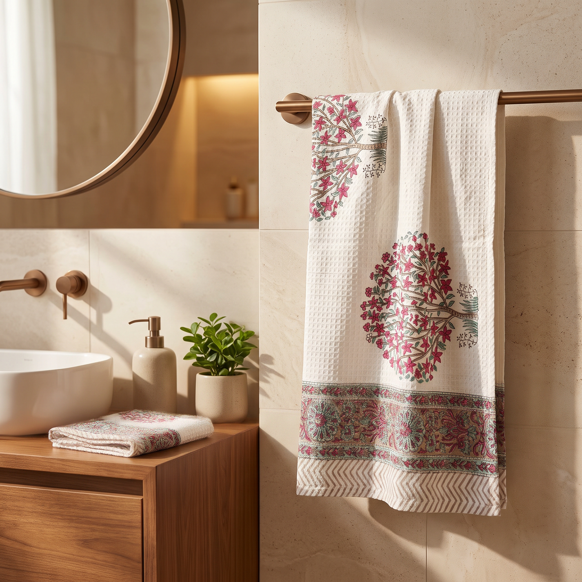 Small Heritage Floral Print Cotton Bath Towel