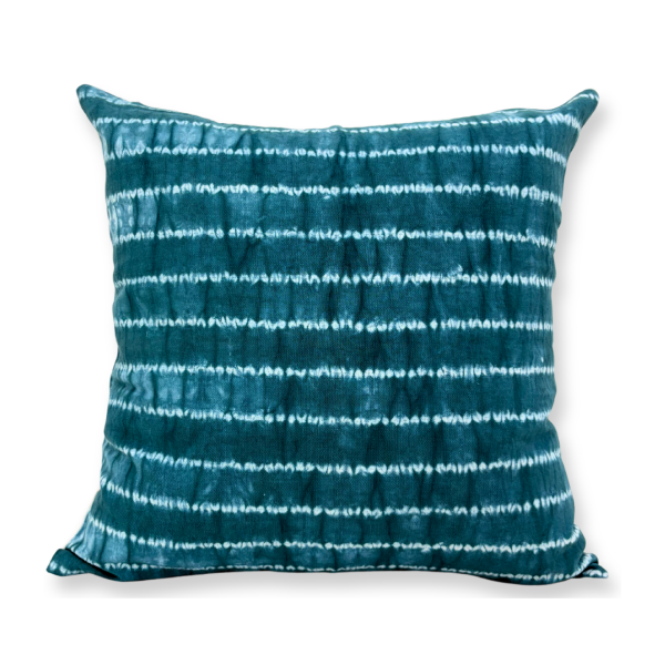 Handcrafted Teal Shebori Cushion Cover